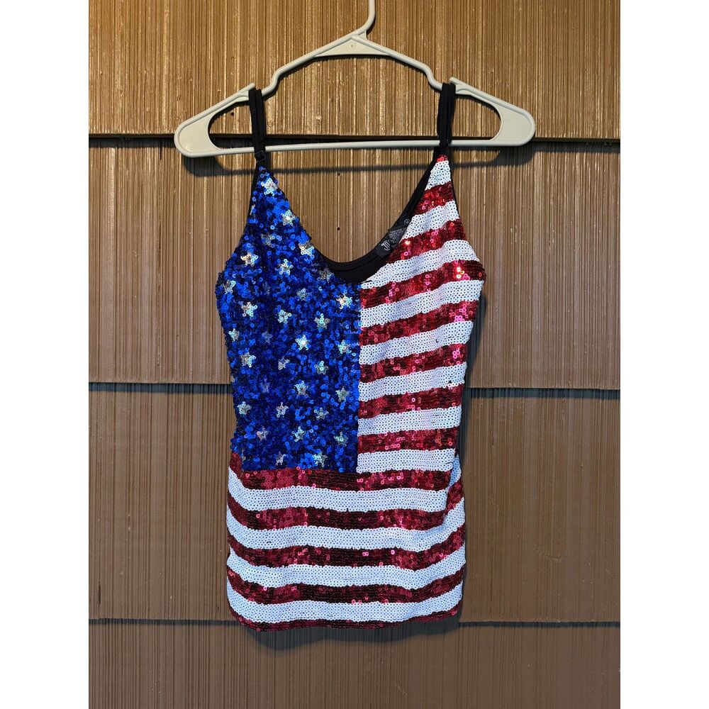 USA Flag Sequin Tank Top